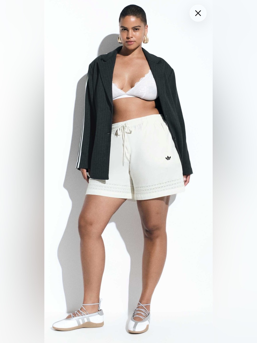 NWT adidas Originals × ASOS shorts with lace inserts, Collection 04 SOLD OUT - Picture 2 of 7